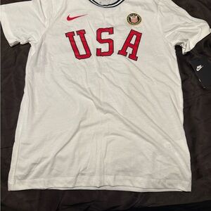 Nike USA authentic seal embroidery official white tee, Size S